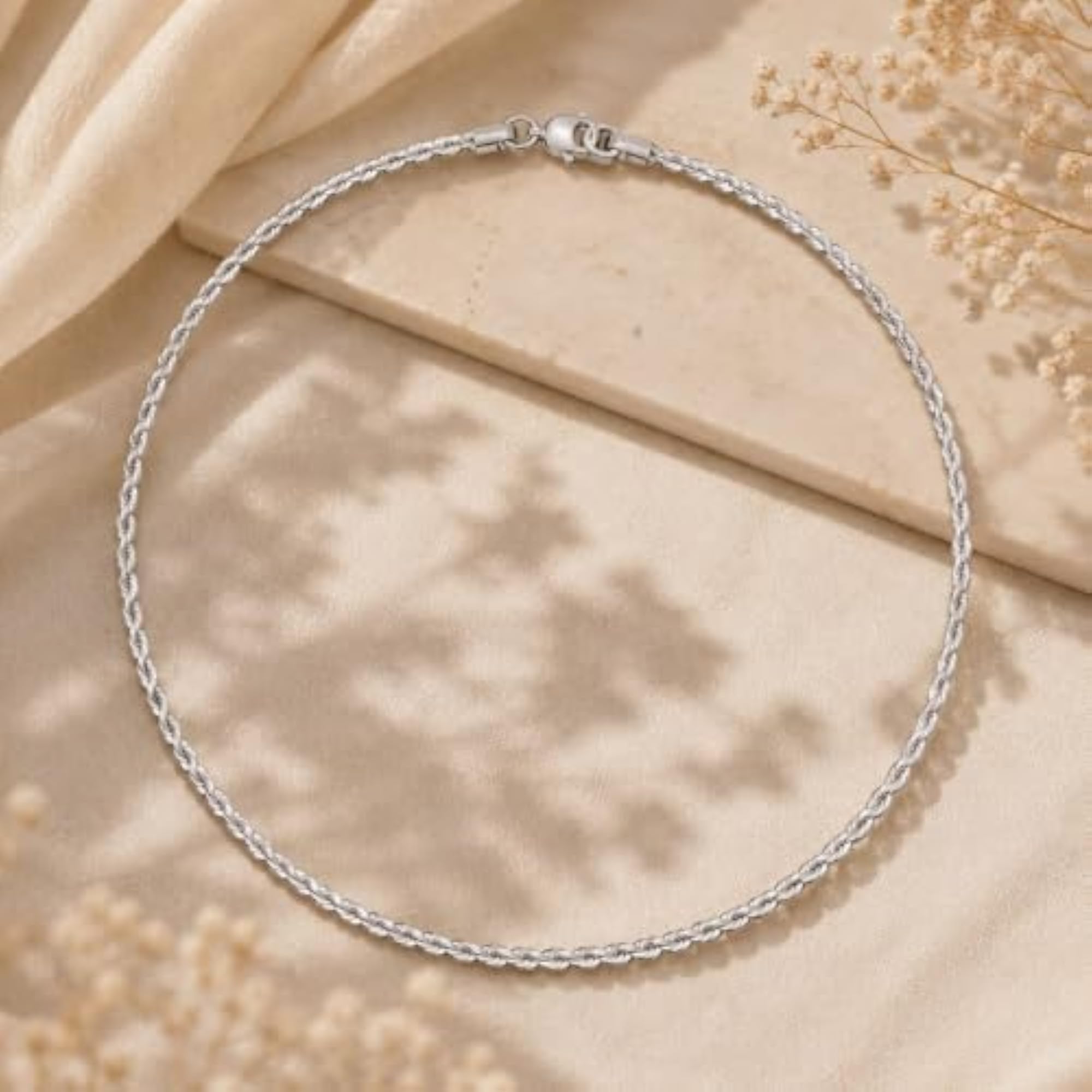 Children's Silver-Tone Twisted Rope Chain Necklace